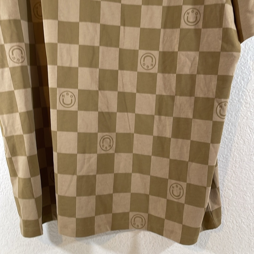 HUGO Big Logo Checkered Short Sleeve Crewneck Check Logo T-Shirt Size XXL NEW - Picture 7 of 11